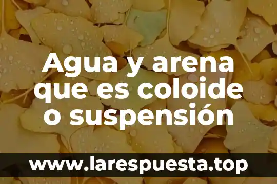 Qué es un coloide en la ciencia 4 Agua y arena que es coloide o suspensión