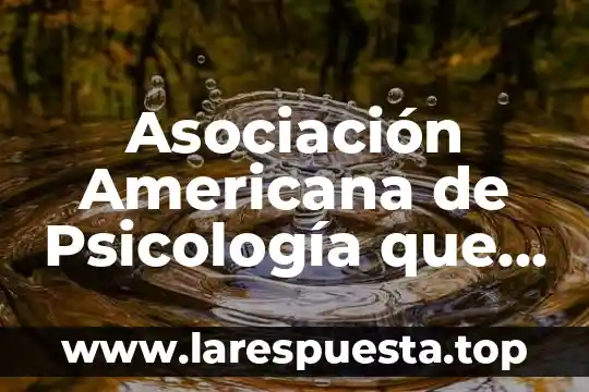 Qué es lider según la asociación psicología americana 6 Asociación Americana de Psicología que es