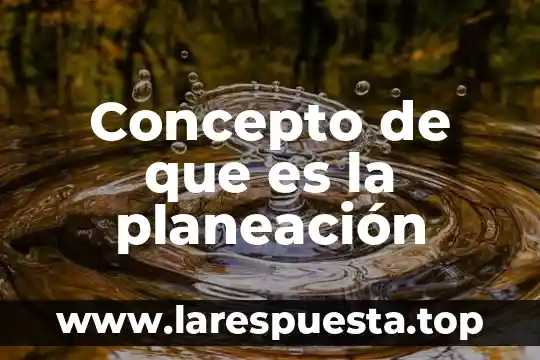 Concepto de que es la planeación