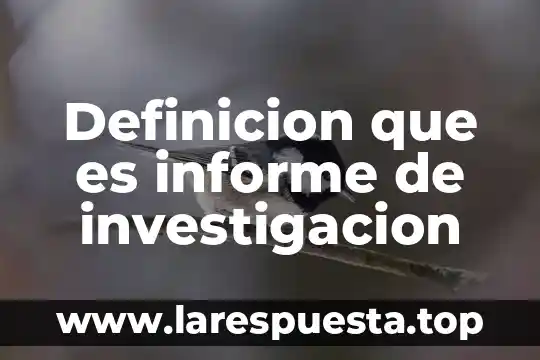 Definicion que es informe de investigacion