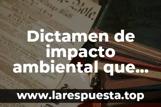 Qué es el alto impacto ambiental 6 Dictamen de impacto ambiental que es