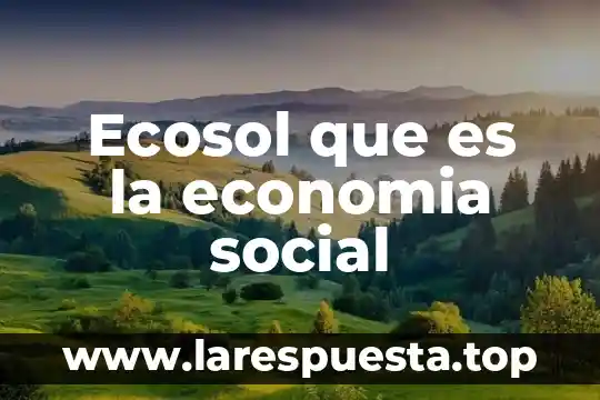Ecosol que es la economia social