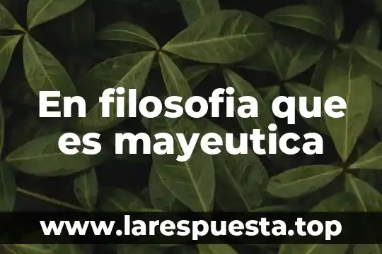 En filosofia que es mayeutica