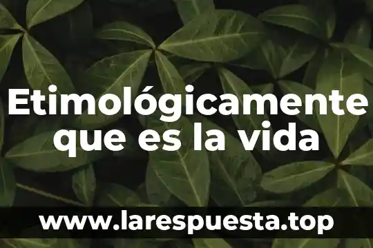 Qué es el treyecto de vida 8 Etimológicamente que es la vida