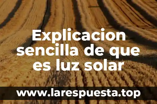 Explicacion sencilla de que es luz solar