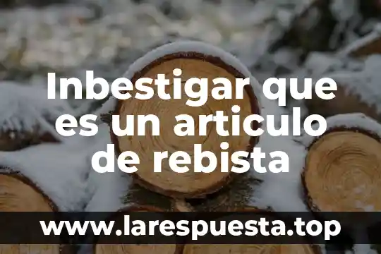 Inbestigar que es un articulo de rebista