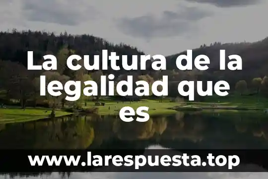 La cultura de la legalidad que es
