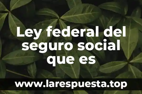 Ley federal del seguro social que es