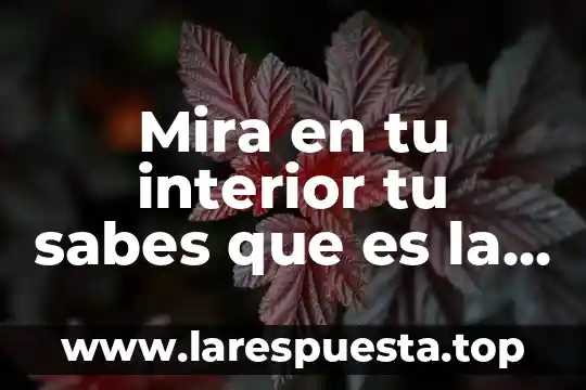 Mira en tu interior tu sabes que es la verdad