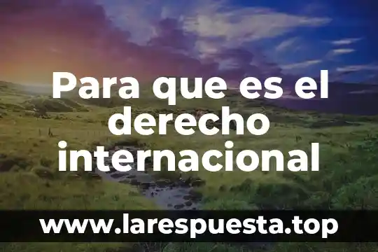Para que es el derecho internacional