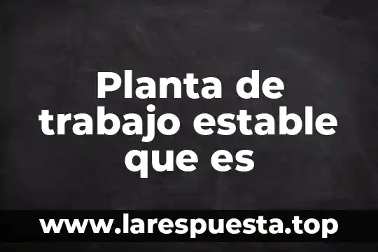 Que es contrato de planta 3 Planta de trabajo estable que es