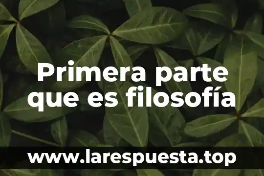 Primera parte que es filosofía
