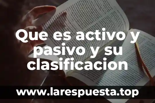 Que es activo y pasivo y su clasificacion