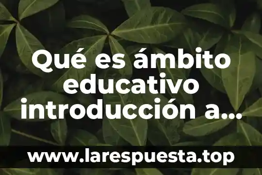Qué es ámbito educativo introducción a las ciencias