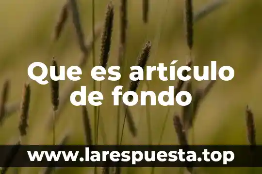 Que es artículo de fondo