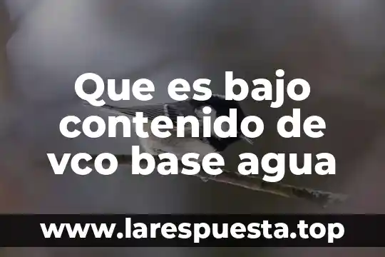 Que es bajo contenido de vco base agua