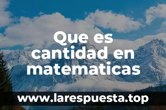 Que es cantidad en matematicas