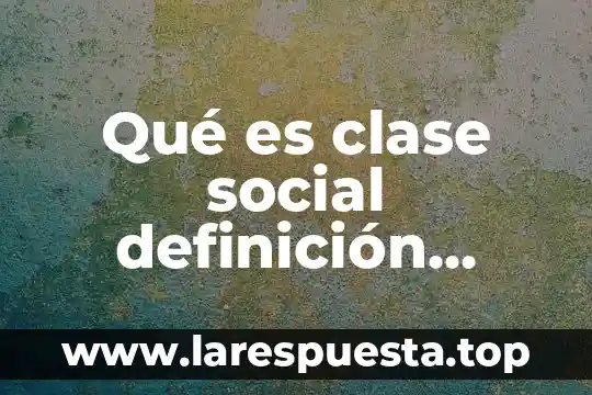 Qué es clase social definición exacta