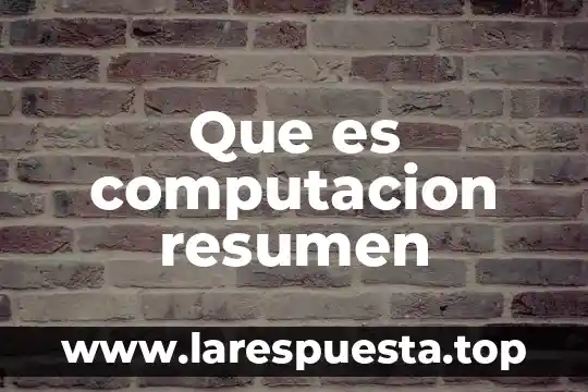 Que es computacion resumen
