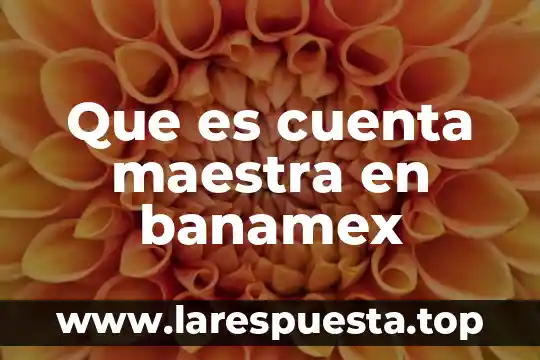 Que es cuenta maestra en banamex