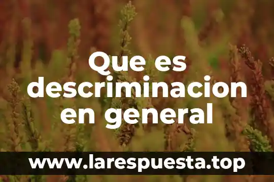 Que es descriminacion en general