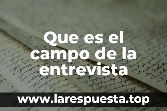 Que es la entrevista a campo 4 Que es el campo de la entrevista