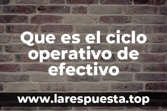 Que es el ciclo operativo de efectivo