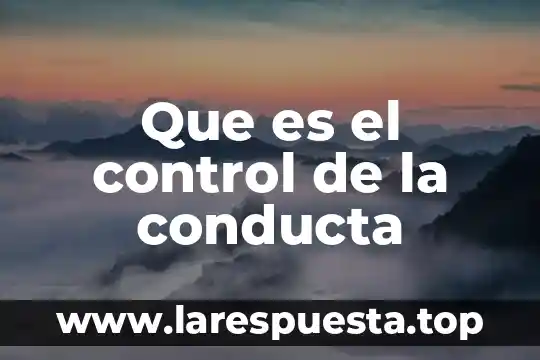 Que es un analisis funcional de la conducta 5 Que es el control de la conducta