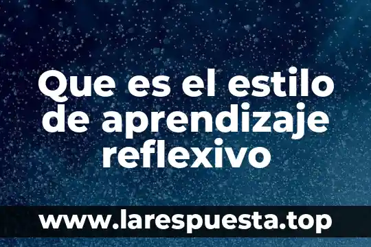 Que es el estilo de aprendizaje reflexivo