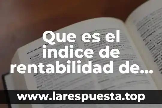 Que es un indice de tablas 3 Que es el indice de rentabilidad de un proyecto