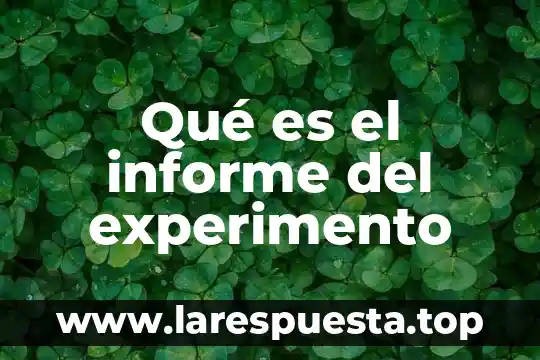 Qué es el informe goh 7 Qué es el informe del experimento