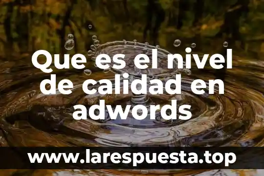 Que es el nivel de calidad en adwords