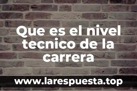 Que es el nivel tecnico de la carrera