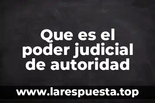 Que es el poder judicial de autoridad