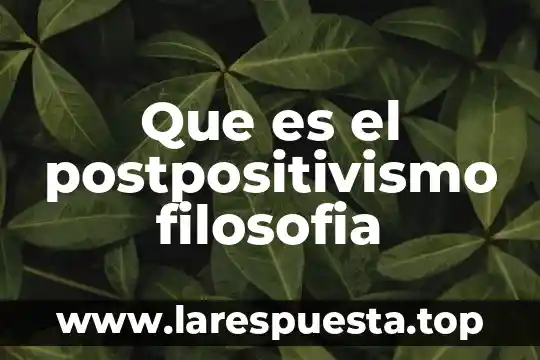 Que es el postpositivismo filosofia