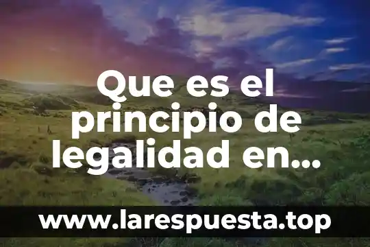 Que es el principio de legalidad en derecho fiscal