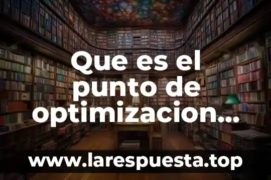 Que es la optimizacion de proceso 7 Que es el punto de optimizacion de una empresa