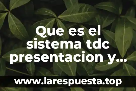 Que es el sistema tdc presentacion y explicacion