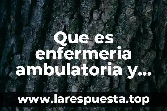 Que es enfermeria ambulatoria y hospitalario