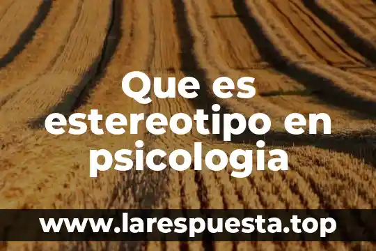 Que es estereotipo en psicologia