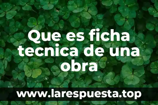Que es un trabajo por obra determinada 7 Que es ficha tecnica de una obra