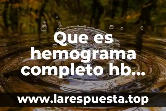 Que es hemograma completo hb hto eritrocitos indices eritrocitarios