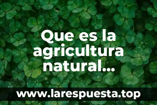 Que es la agricultura natural significado