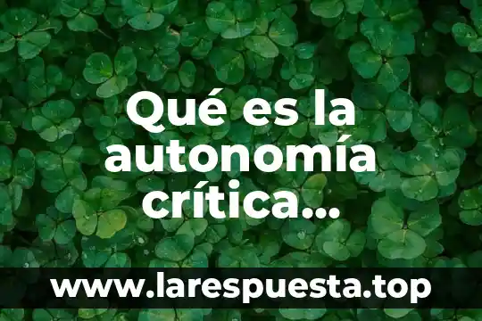 Qué es la autonomía crítica definición