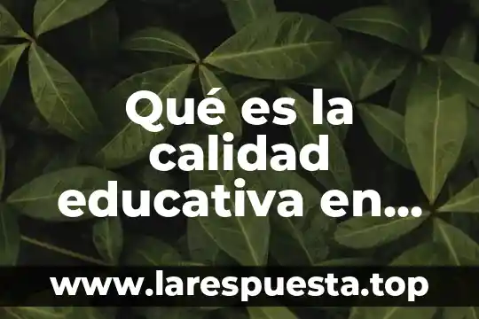 Qué es la calidad educativa en México