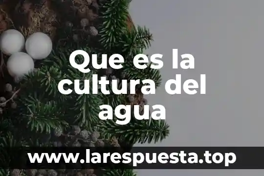 Que es la cultura del agua