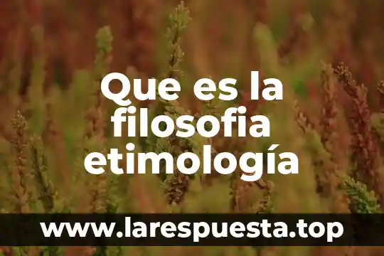 Que es la filosofia etimología