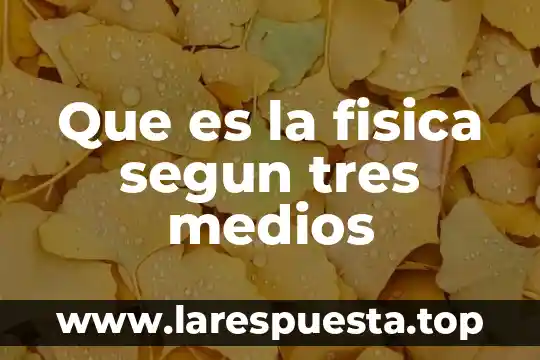 Que es la fisica segun tres medios