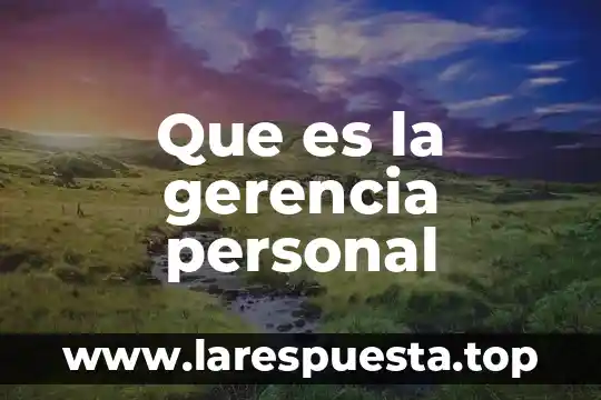 Que es personal competente 6 Que es la gerencia personal