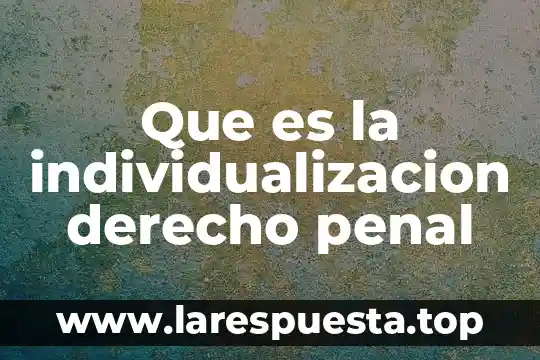 ¿Qué es el Código Penal Federal? 4 Que es la individualizacion derecho penal